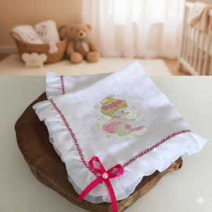 Babitas para Meninas composição em Fraldas Bordado Anjinho